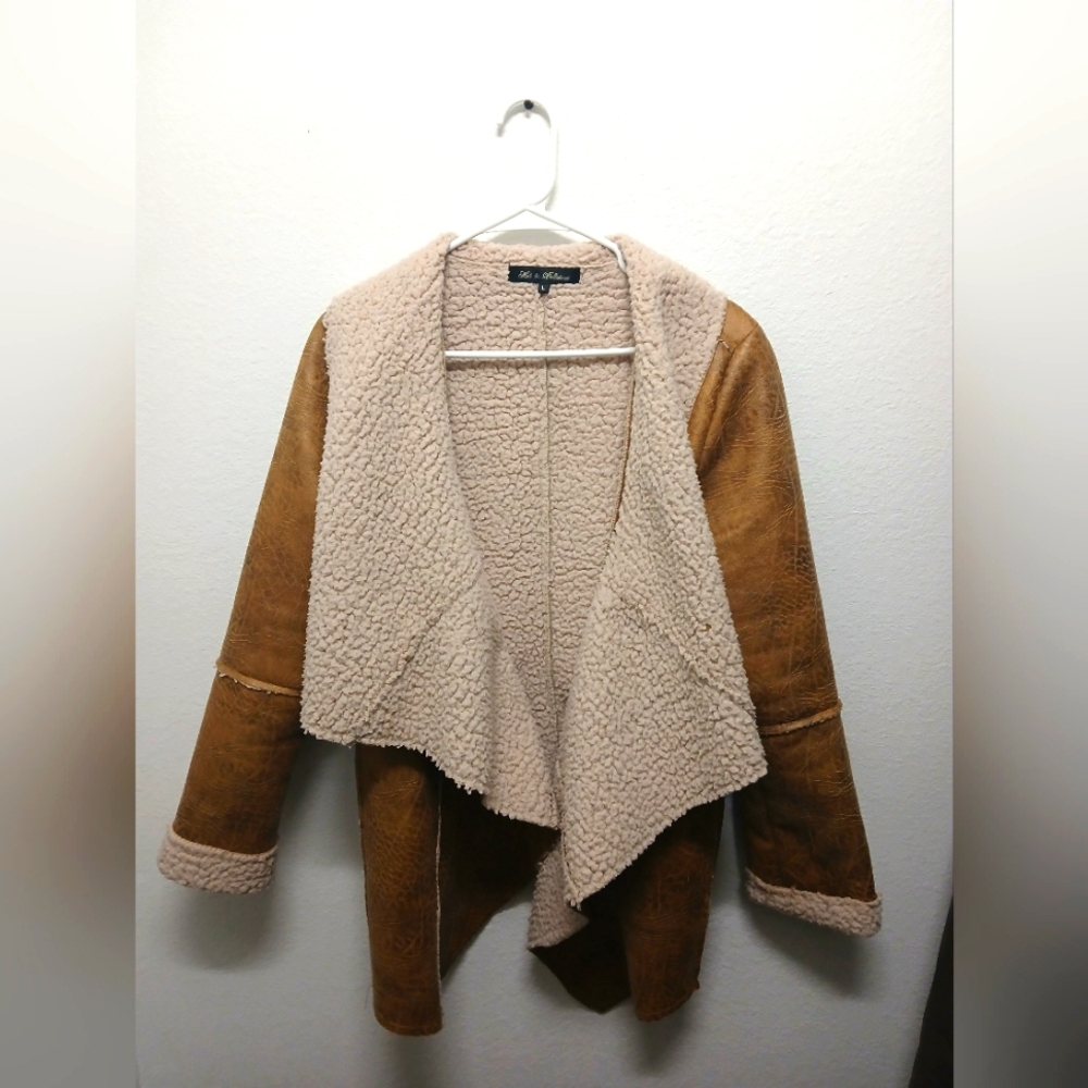 ☆ camel colored sheep fur leather coat